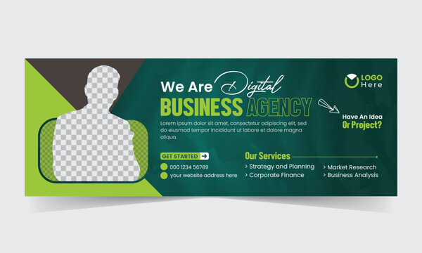 Digital marketing agency facebook cover photo design with creative shape or web banner for digital marketing business