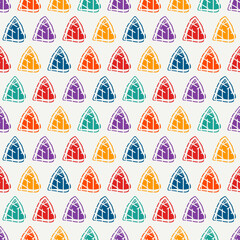 Triangle motif minimal geometric print. Paint brush seamless pattern. Freehand design background. Trendy handdrawn modern simple geo ornament. Artistic hand drawn abstract vector wallpaper
