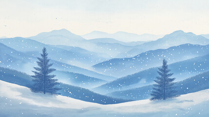 Obraz premium Winterliche Berglandschaft mit schneebedeckten Bäumen