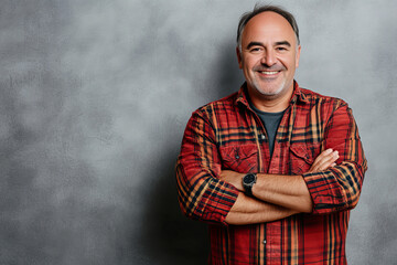 Confident middle aged man posing in casual attire with natural lighting, ideal for lifestyle, professional, and fashion-themed imagery highlighting modern confidence, style, and masculinity