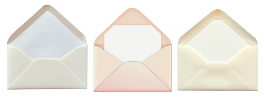 Open paper envelope with white sheet, isolated on  transparent background. Envelope mockup - Powered by Adobe