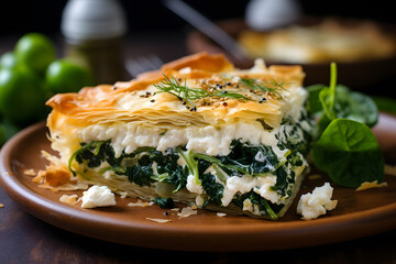 Spinach and Feta Cheese Pie with Flaky Phyllo Crust