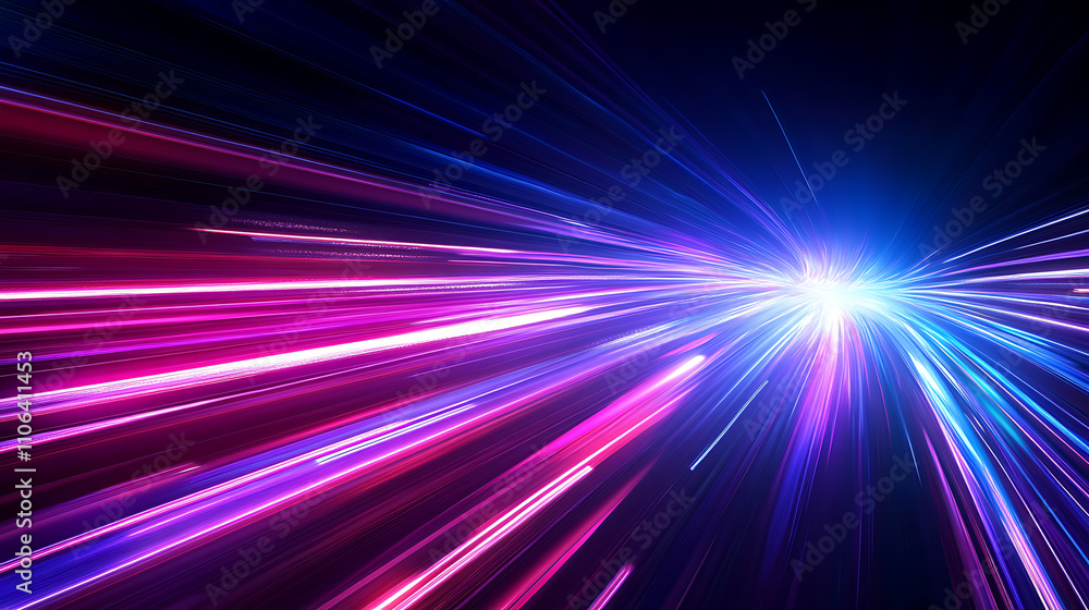 Aufkleber a dynamic cityscape with light trails representing fast movement on the highway