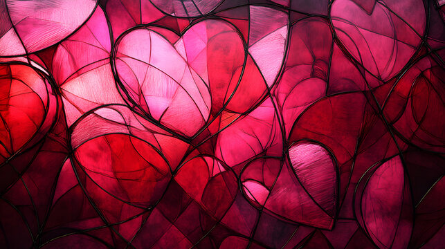 dise&ntilde;o de un fondo para tarjeta o plantilla decorativa con corazones unidos con figuras formando corazones celebracion de san valentin 
