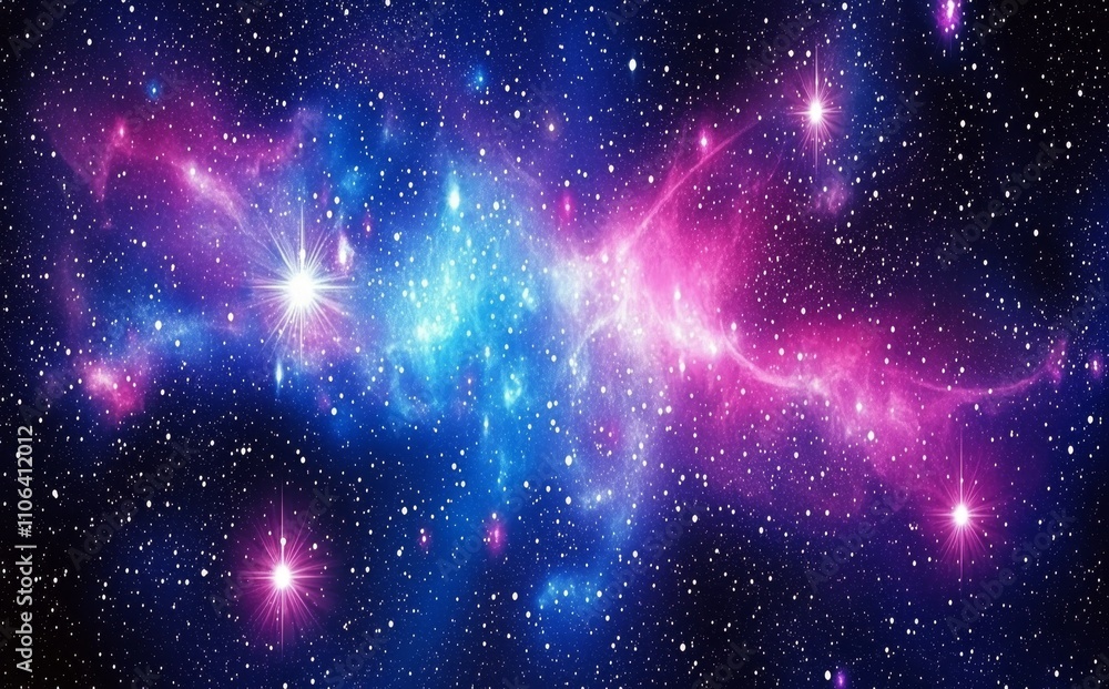 Wall mural background of space with stardust and shining stars. lifelike cosmos with vivid nebulae and the milk