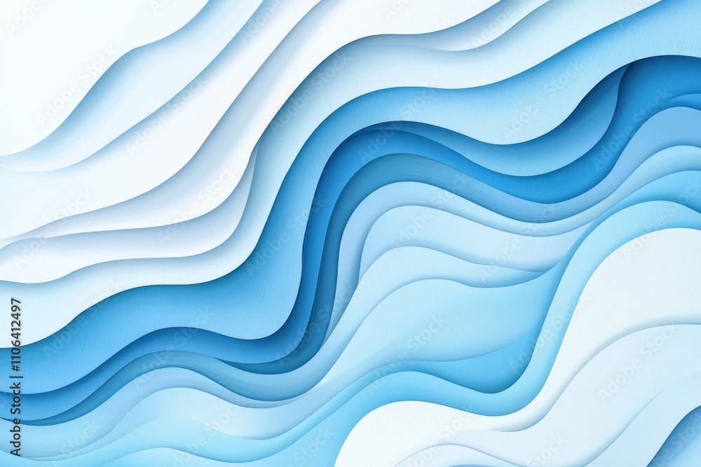 Poster abstract blue waves in layered style create a serene background, perfect for modern design projects,