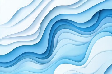 Abstract blue waves in layered style create a serene background, perfect for modern design projects, conveying calmness and fluidity.