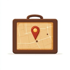 Vintage Travel Map Case with Location Pin