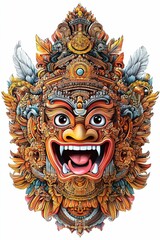 Fototapeta premium Ornate, colorful mask; detailed, fantastical face.