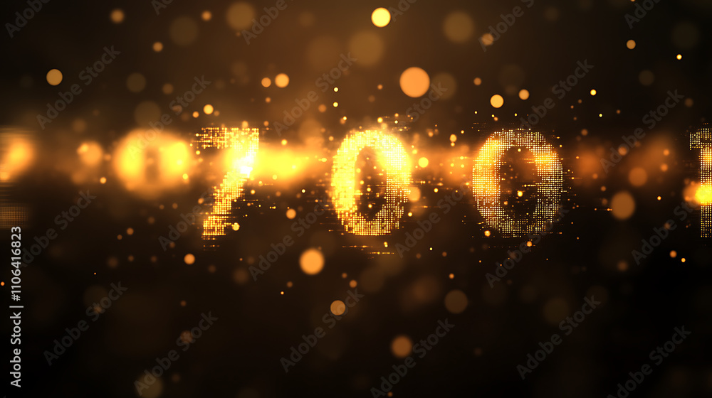 Poster Binary numbers against a dark blurred background