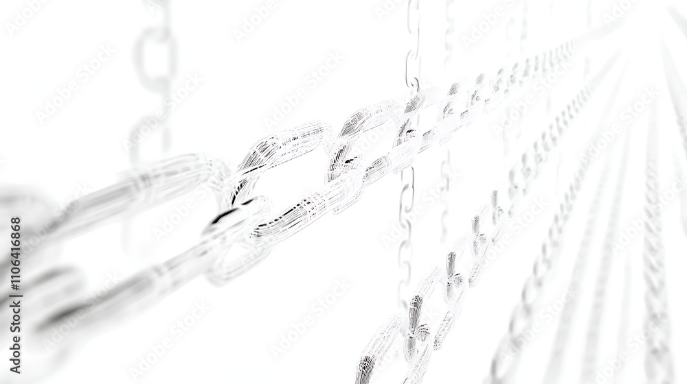 Poster blockchain technology the background is white to highlight the chains