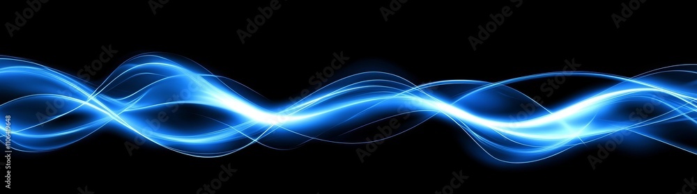 Poster a flowing digital 3d wave set against a dark, futuristic backdrop enhanced with dynamic blue particl