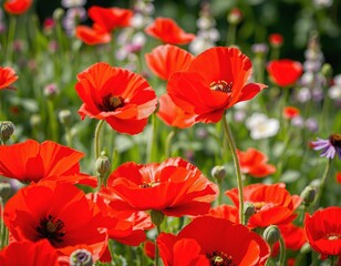 Obraz premium Vibrant Field of Red Poppies