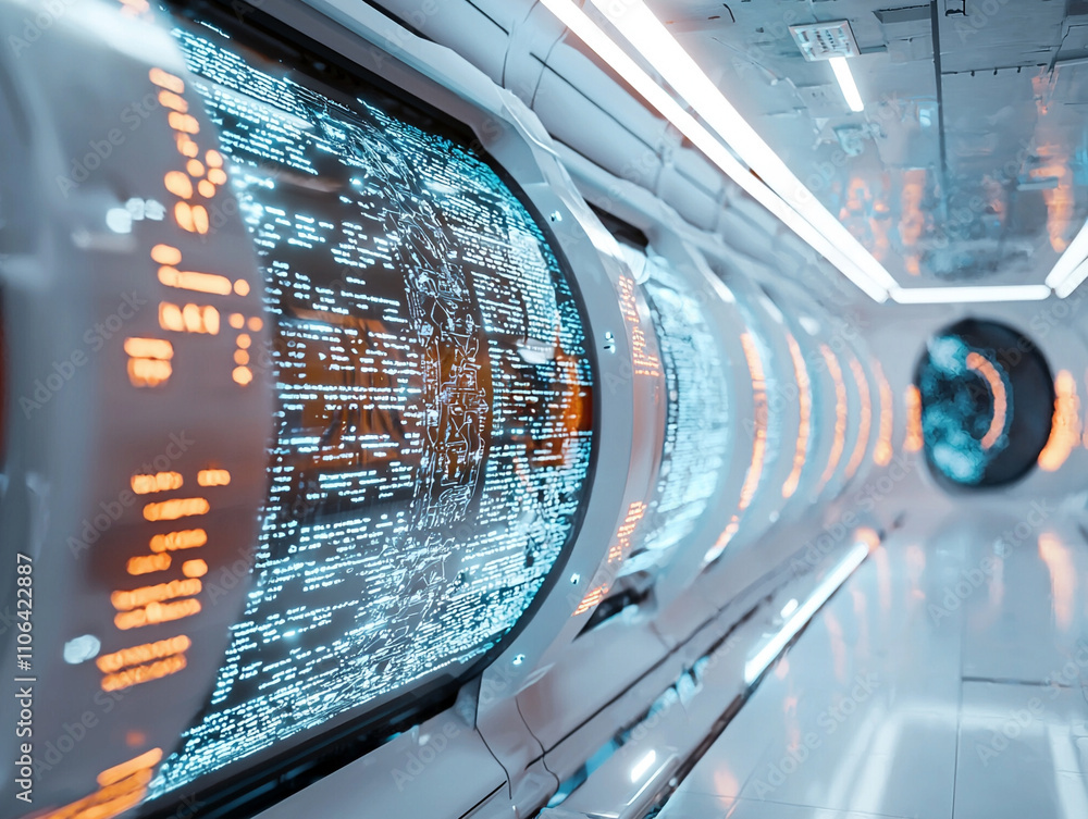 Poster ai-generated visualization of futuristic space technology sci-fi environment digital content high-te