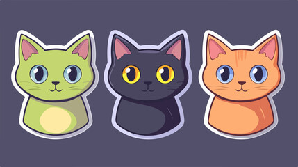 Fototapeta premium Cute Cats Sticker Flat Vector Illustration