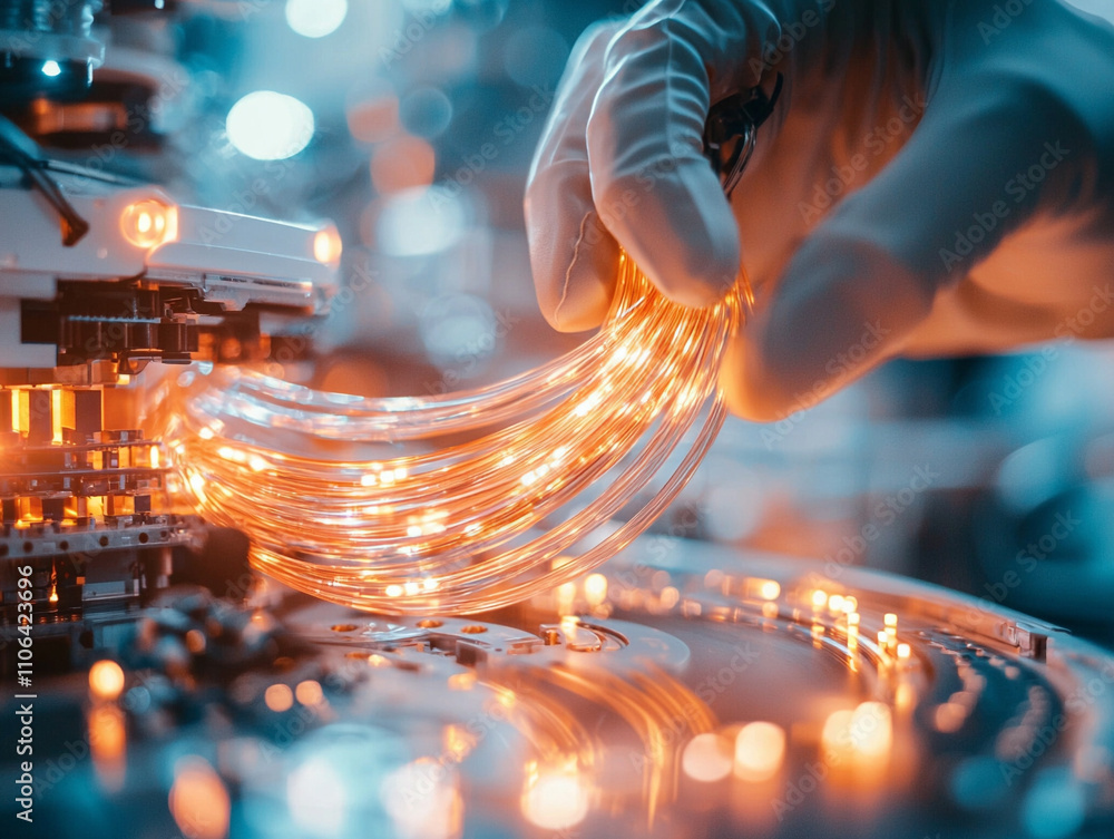 Aufkleber ai generates innovative fiber optic technology laboratory engineering process high-tech environment 
