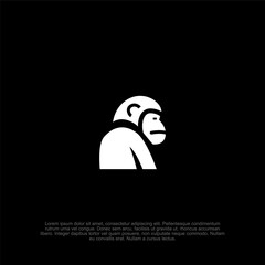 side view monkey apes logo head simple minimalist flat mammal logo illustration