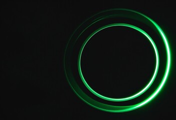 Illuminated Green Ring on Dark Grainy Background: Abstract Design and Texture