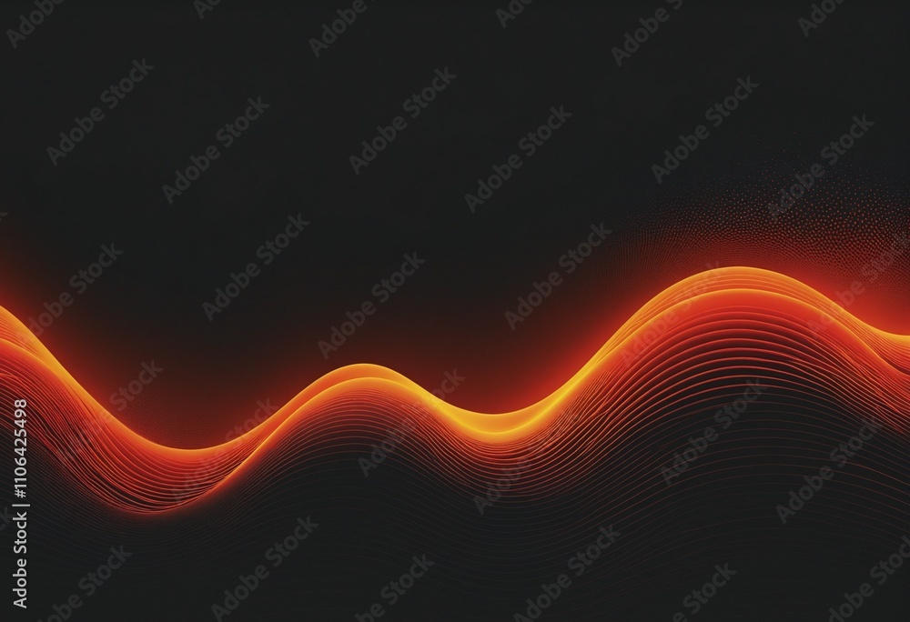Poster vibrant red-orange wave gradient on black background with grainy texture