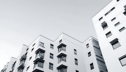 Stunning modern apartment building design from a low angle view.