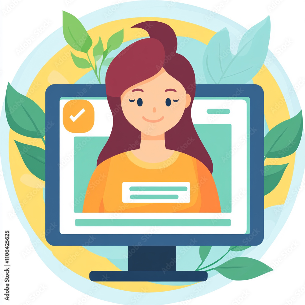Poster ai generate virtual meeting with user home office digital illustration cozy environment front view t