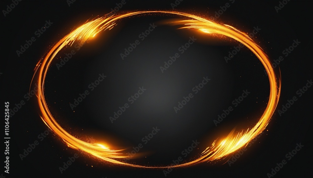 Poster fiery glow: abstract circular design with grainy texture on dark background