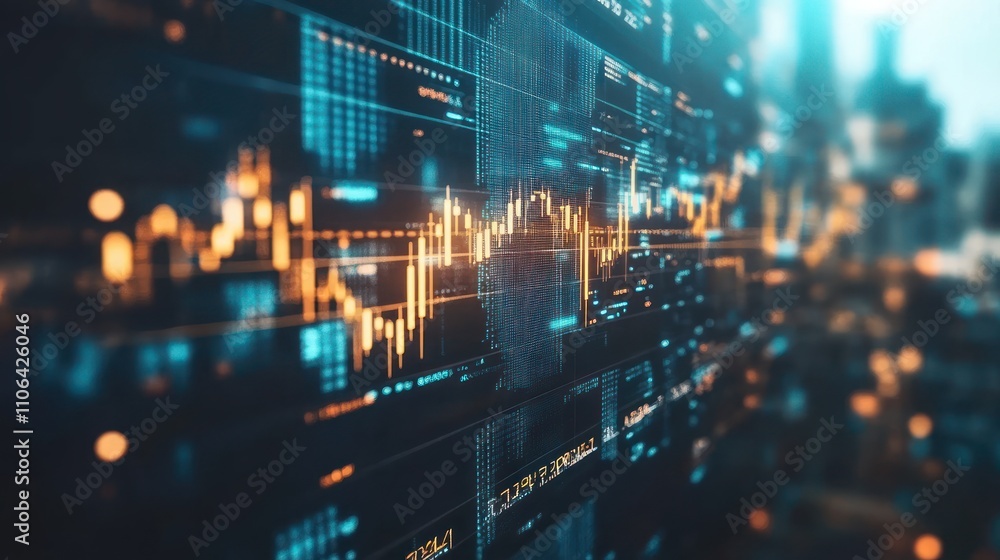 Aufkleber digital data stream: a futuristic visualization of financial market data