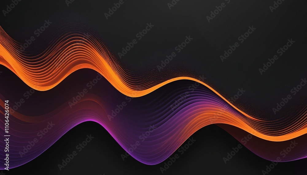 Poster dynamic abstract wave: a fusion of orange and purple on a dark canvas
