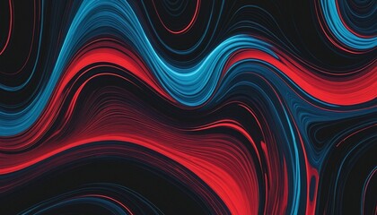 Fototapeta premium Vibrant Neon Waves on a Dark Grainy Canvas - Dynamic Abstract Banner with Copy Space