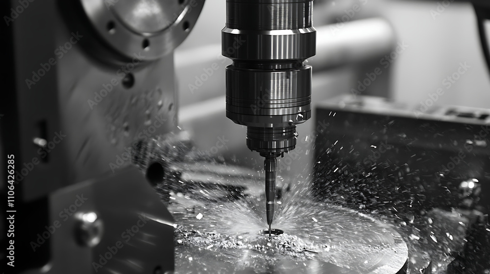 Poster modern cnc milling machine in action showcasing the precision and efficiency of metalworking technol