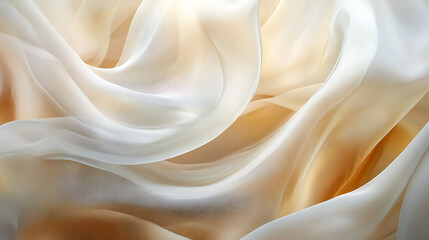 Obraz premium Soft smooth beige silk fabric background, Fabric texture, folded and colorful, copy space
