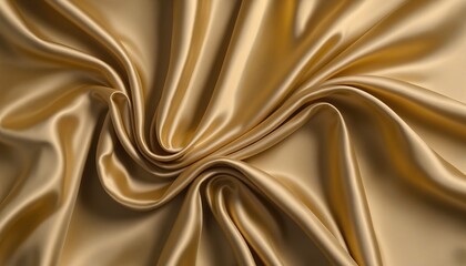 Fototapeta premium Luxurious Flowing Golden Silk Fabric with Graceful Waves for an Elegant Backdrop
