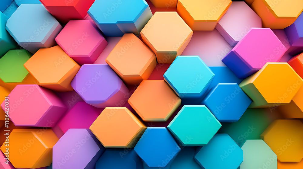 Poster a background abstract of colorful hexagons