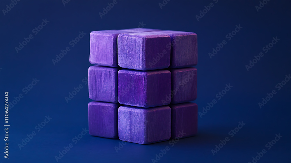 Poster a block of purple cubes on a dark blue background