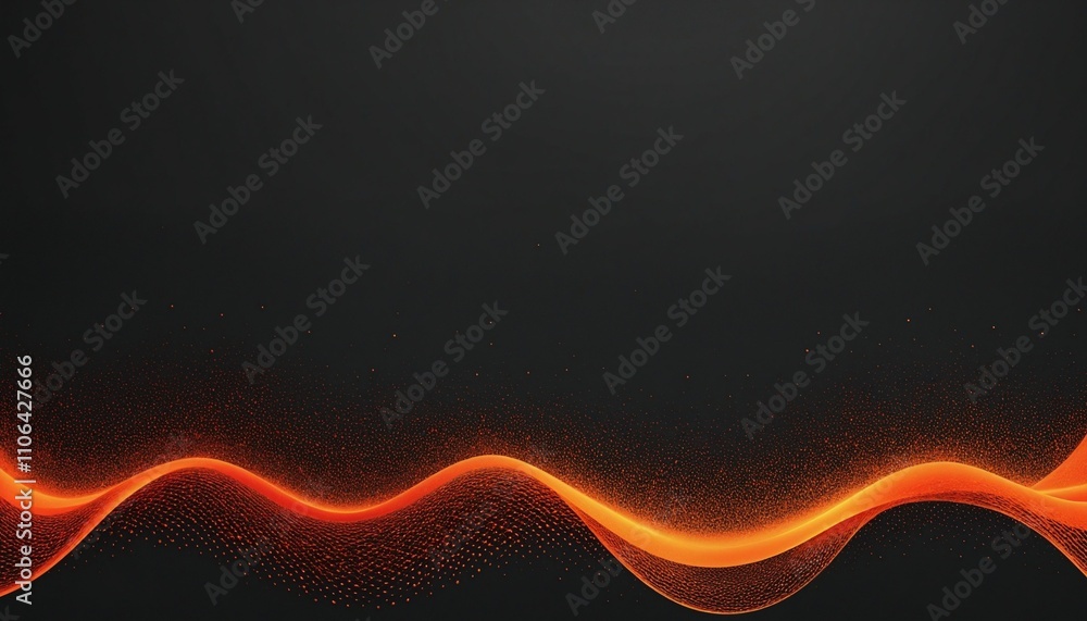 Aufkleber luminous red-orange wave gradient on dark canvas: abstract poster design with copy space