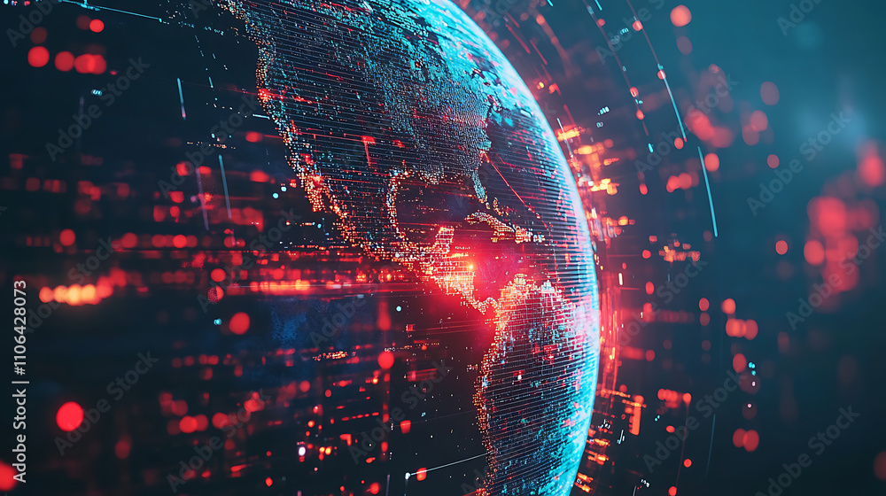 Poster A modern futuristic internet and technology concept that shows an image of a circular globe