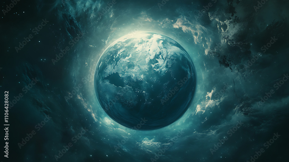 Poster a modern futuristic internet and technology concept that shows an image of a circular globe