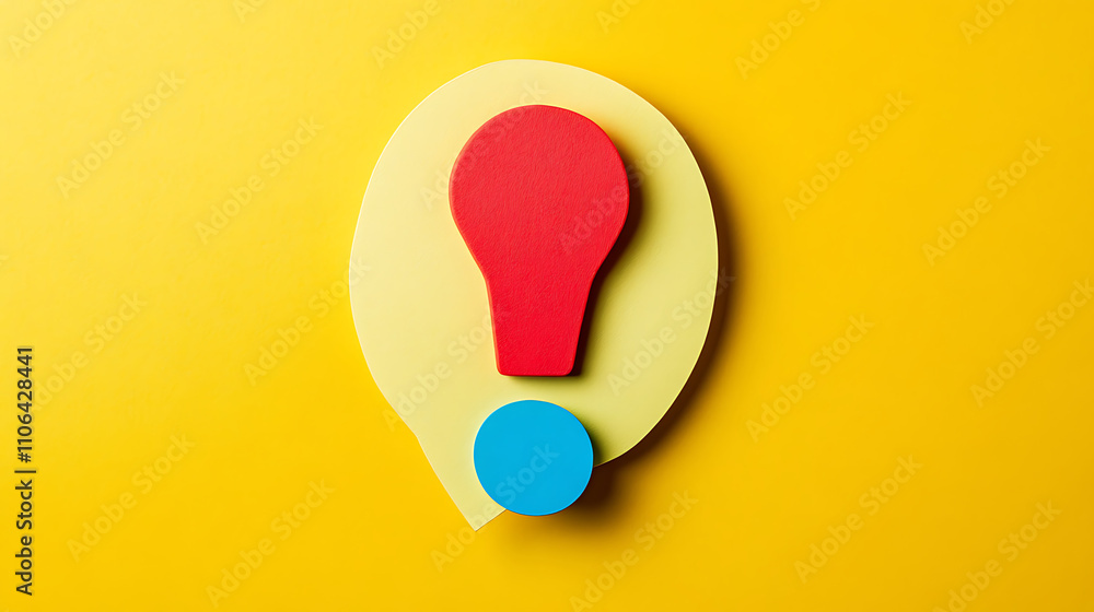 Poster Speech bubble with an exclamation mark, isolated on a yellow background