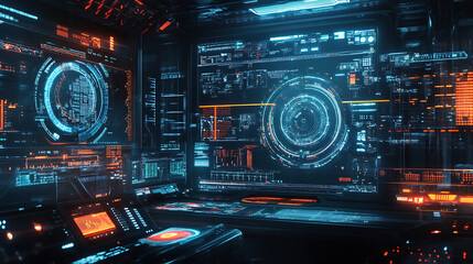 Obraz premium Robotics, digital manufacturing, and industrial automation technology represented as an innovation in monitoring systems