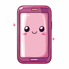 Cute Kawaii Smartphone Design Vector Illustration