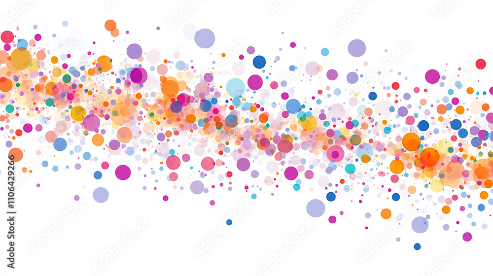 Poster data flow with colorful dots in the shape of a flow