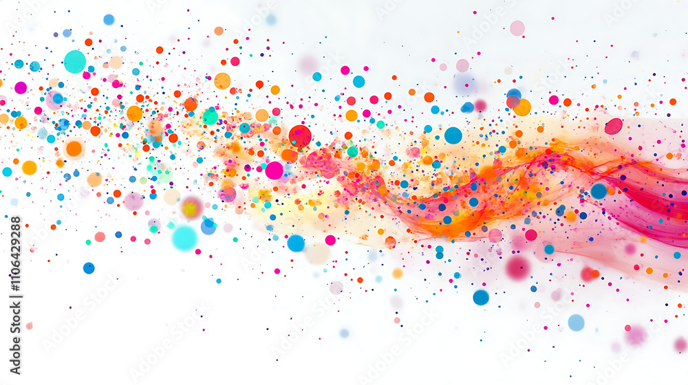 Fototapete Data flow with colorful dots in the shape of a flow