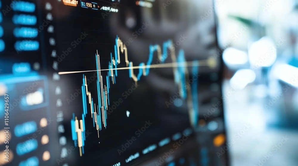 Poster stock market data analysis on a computer screen