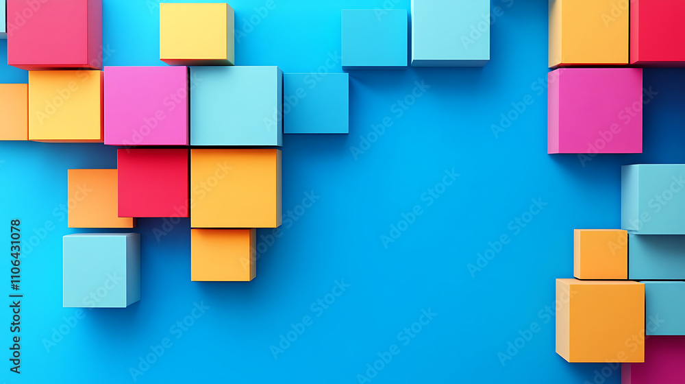 Poster the blocks are connected on the background of a blue background