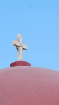 Greece Mykonos Canvas Art Red Dome And Bell Tower Of Greek Orthodox Church On Mykonos By Zoe Schumacher