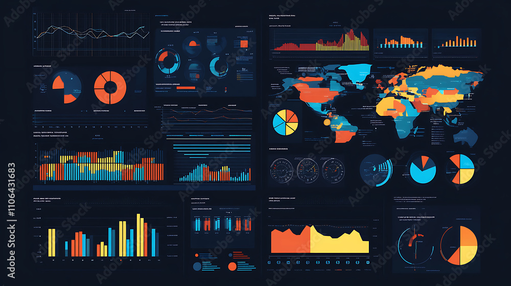 Aufkleber comprehensive business report analytical graphs and charts corporate documentation