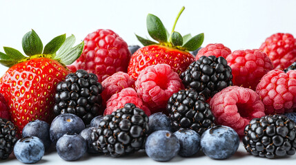 Fresh fruit: close-up of berries photographed on a light white background 