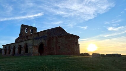 Fototapeta premium tiermes hermitage at sunset, soria, spain