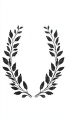 Regal Crown of Laurel Leaves on Aged Paper - Symbol of Victory and Sovereignty in Black and White