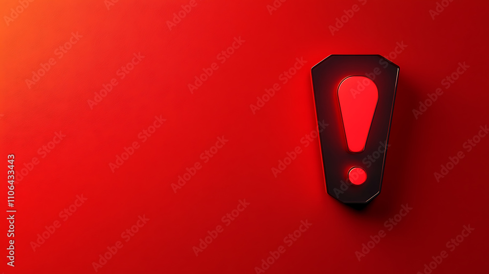 Poster an exclamation mark against a red backdrop signifies a warning or a prompt to stay alert, highlighti